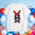 thumbnail image 4 of SGFCWSX Kids T Shirts Patriotic Bunny Print Crew Neck Short Sleeve Casual Tops for Boys Girls White Size 10, 4 of 5