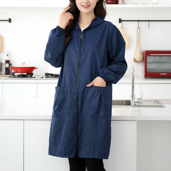 Pincandy Womens Long Raincoat with Pockets Waterproof Oversized Hooded Rain Trench Coats Lightweight Windbreaker