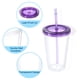 thumbnail image 3 of Vaso de acrílico con tapa y popote, vasos reutilizables de doble pared de 16 Oz, vasos de viaje transparentes (púrpura), 3 of 6