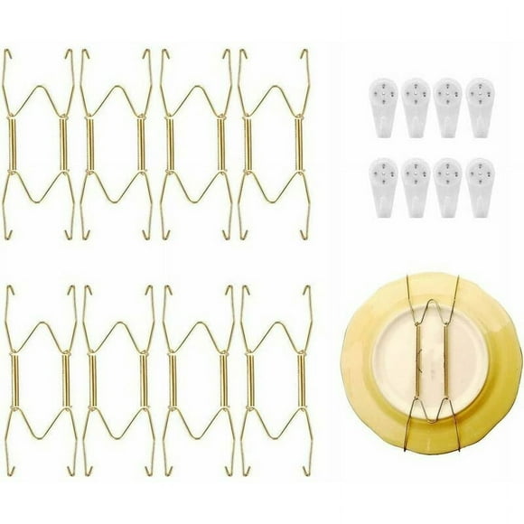Artistic Plate Hangers, Expandable Length Springs For Secure Display Of Decorative Plates - Invisible Design, Easy Installation, 8 Pieces