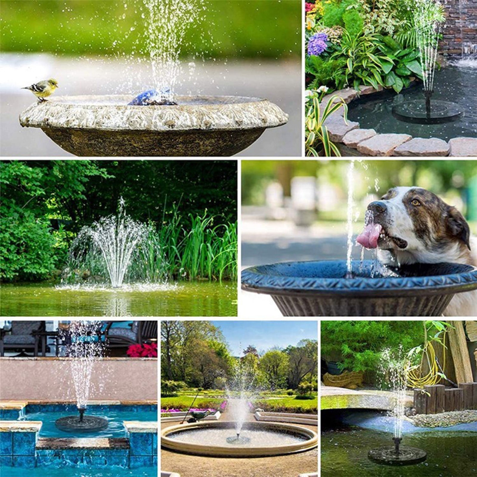 (Clearance) pdqouc Solar Bird Bath Fountain with 6 Nozzles, Solar Fountain Pump for Bird Bath with Brackets, Solar Powered Floating Water Fountain Pump for Bird Bath, Ponds, Garden, Fish Tank Decor