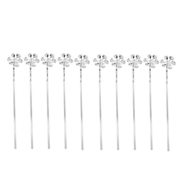 10 horquillas metálicas para el cabello, ideales para decorar cabello largo con motivos florales antiguos. Plata