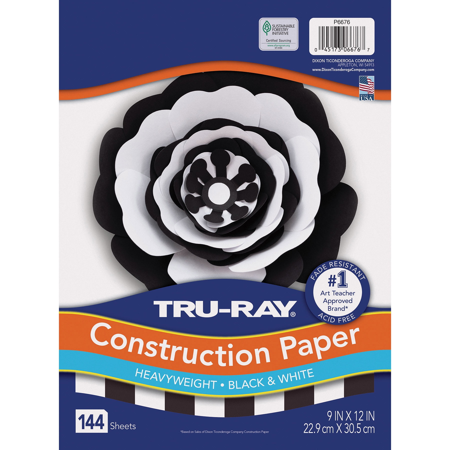 Tru-Ray Premium Construction Paper, Heavyweight, Black & White, 9" x 12", 144 Sheets Per Pack, 5 Packs