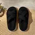 thumbnail image 6 of Iyufng Womens Criss Cross Strap Textile Slippers Soft Comfortable Open Toe Flat Warm Cozy Casual Indoor House Slide Sandals, 6 of 7