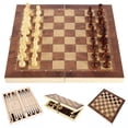 thumbnail image 1 of Juego de ajedrez de madera con almacenamiento plegable, juego 3 en 1, 1 of 7