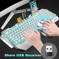 thumbnail image 5 of LexonElec Wireless Keyboard and Mouse,Blue LED Backlit Keyboard with 3800mAh Battery Metal Panel and 7 Color Gaming Mute Mouse for PC, 5 of 6