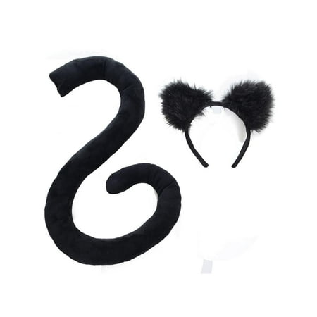 Tail Ears Womens Adult Black Cat Animal Costume Accessory Set-Os