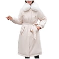 thumbnail image 5 of Gibobby Chamarra larga mujer, Chaqueta de larga de plumón de pato con capucha para mujer, ligera, gruesa para invierno(Blanco,XG), 5 of 5