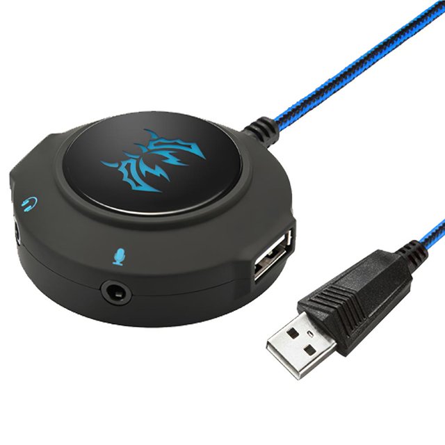 Tarjeta de sonido en vivo Auricular externo multifuncional Micrófono Tarjeta de sonido HUB sin disco Procesador de sonido externo USB Adaptador Juegos de teclado y mouse para computadora Azul