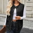 thumbnail image 5 of ClodeEU Women's Oversized Denim Vest, Sleeveless Mid Long Button Down Jeans Jackets ,Vests Tops Waistcoat ﻿ Black,Womens Plus L, 5 of 7