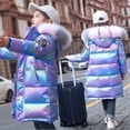 thumbnail image 3 of Kid Girls Hooded Parka Puffer Down Jacket Coat Thick Winter Parka Mid Long Down Puffer Padded Jacket 6-16 Years, 3 of 5