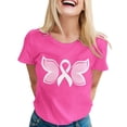 thumbnail image 2 of Lroveb Breast Cancer Awareness Shirts for Women Elegant Casual Printed Short Sleeve V Neck T Shirt Tops Pink Ribbon Graphic Tees Rose Gold, 2 of 5