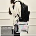 thumbnail image 6 of FORMRS Student Insulated Lunch Bag with Shoulder Strap Reusable Cooler Box for School, Purple Geometric, 6 of 9