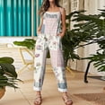 thumbnail image 5 of JULMCOMO Cotton Linen Jumpsuits for Women Floral Print Adjustable Strap Baggy Overalls Sleeveless Vintage Casual Jumpsuits Sky Blue M, 5 of 7