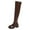Brown, variant on Rokment Fall Winter Platform Thigh High Boots for Women Brown Leather Chunky Heel over The Knee Long Tall Boots