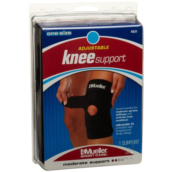 Adjustable Knee Support, Open Patella, Black, OSFM