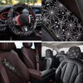 thumbnail image 3 of XYZCANDO Spider Web 14 Pack Car Seat Covers Full Set Steering Wheel Cover Auto Center Console Armrest Pad Seat Belt Covers Headrest Covers Cup Coasters for Most Cars SUVs Sedans, 3 of 7