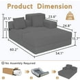 thumbnail image 3 of Akaber 60'' Sofa Bed, Oversized Sleeper Couch with Dual-Height Armrests, Lounge Chair for Bedroom, Includes 2 Pillows, 3 of 9