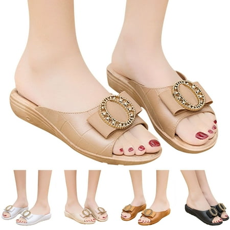 CAICJ98 Women S Sandals Women Flat Thong Sandals Summer Casual Ankle T-Strap Elastic Walking Beach Flat Shoes Sandals C