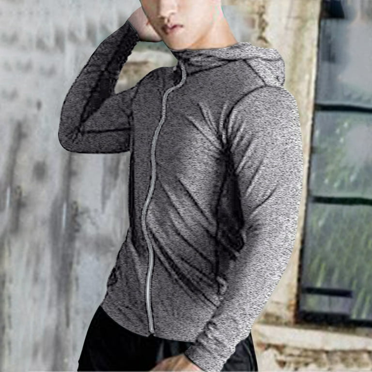 Gym Hoodies for Men Full Zip Sweatshirt Cardigan Casual Long