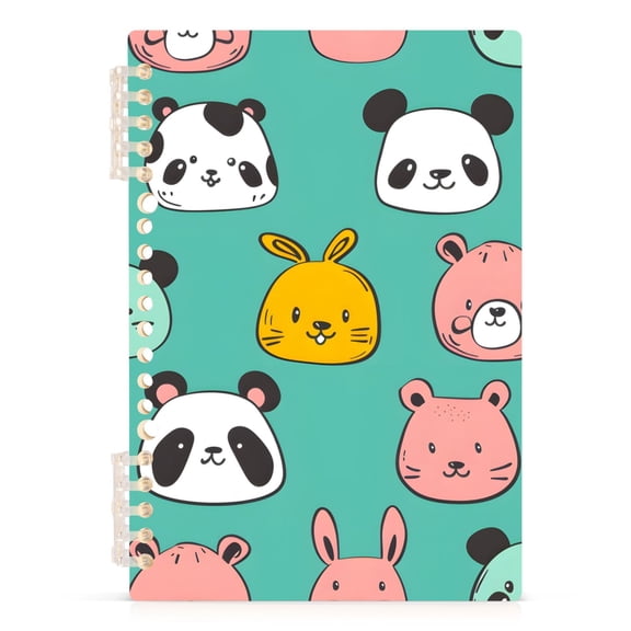 Cute Rabbits Panda Cats Spiral Journal Notebook College Ruled Notebook 8.3" x 5.7" A5 Lined Thick Paper Page