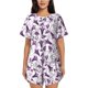 thumbnail image 1 of Fotbe Violets Flowers Conjunto de Pijama Estampado para Mujer, 2 Piezas, Ropa de Dormir con Camiseta de Manga Corta y Shorts Suaves-Medium, 1 of 6