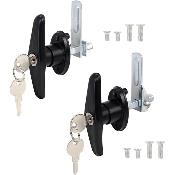 QZATTCAEN Black Keyed Alike T-handle Lock Kit for Truck Cap Topper, 2 Pack (Left & Right)