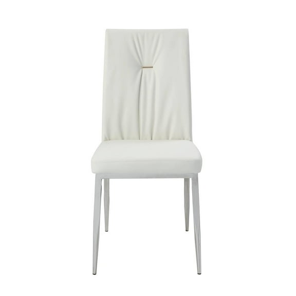 Acme Furniture Kamaile Side Chair (Set-2), Beige Synthetic Leather & Chrome Finish