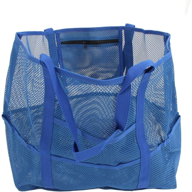 HUGFEGWE Large Capacity Mesh Beach Bag, 8 Separate Pockets, Waterproof Material, Breathable Design for Vacation Swimming CJB91-111226