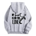 thumbnail image 4 of Hoodies for Men Football Game Day Loose Casual Pullover Long Sleeve Hooded Sweatshirt with Print Design Comfortable Warm Fall Winter Daily Wear Sweatshirts for Men Grey M, 4 of 5