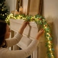 thumbnail image 2 of Ywbawe 6.9ft Pre Lit Norfolk Pine Christmas Garland with Red Berries and Pinecones Lighted Faux Greenery Garland for Mantel Fireplace Window Decor, 1 Pack, 2 of 9