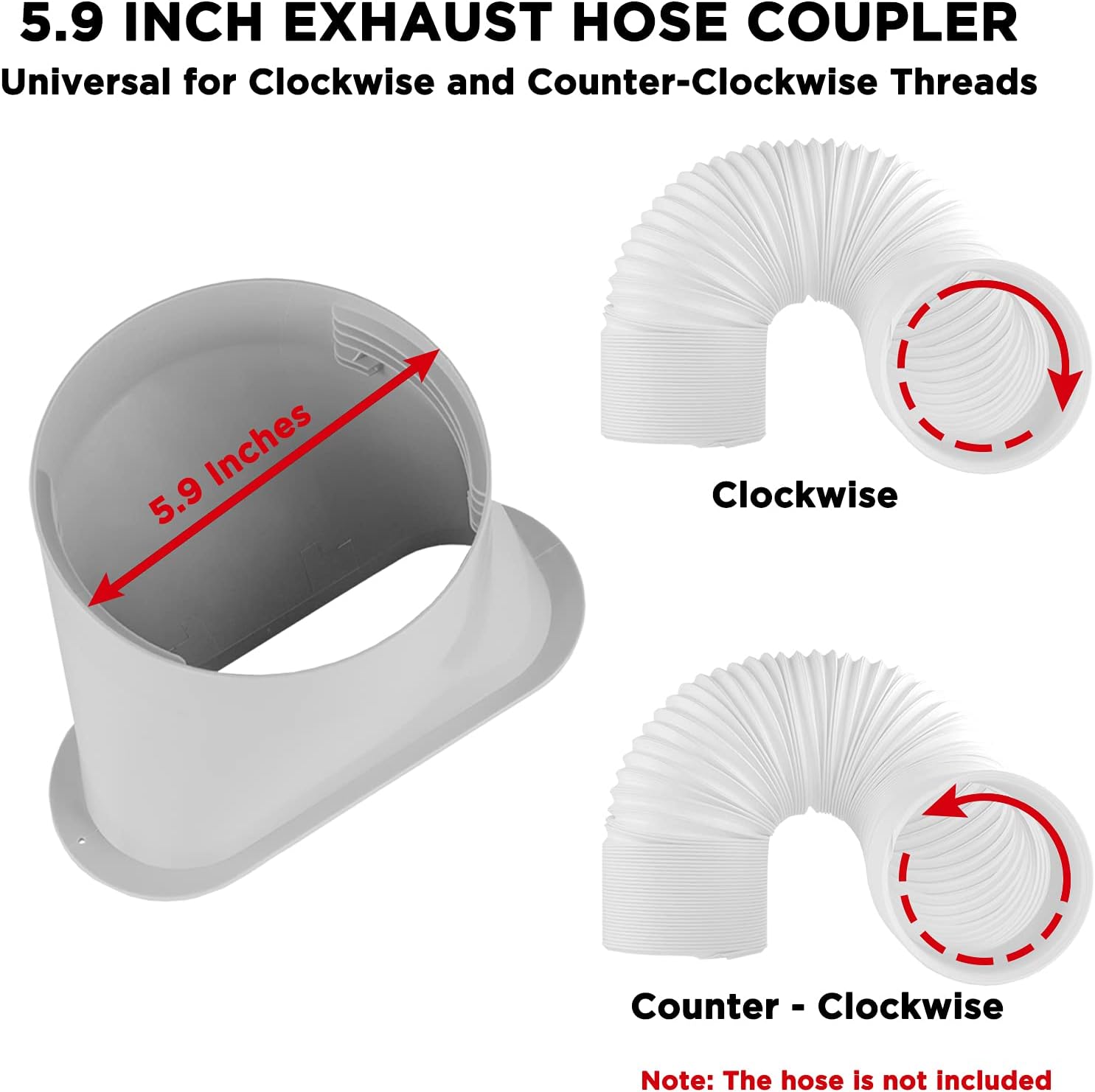 Portable AC Window Vent Kit | 59 Inch Exhaust Hose Universal Seal Panel Horizontal Vertical Windows