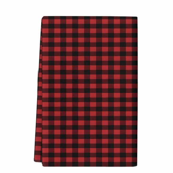 Dish Towels, Christmas Absorbent Kitchen Towels 1 PC, Rustic Farmhouse Red Black Buffalo Check Plaid Pattern Microfiber Hand Towels Dish Cloths Tea Towels for Home  Bathroom,18X28-Inch,