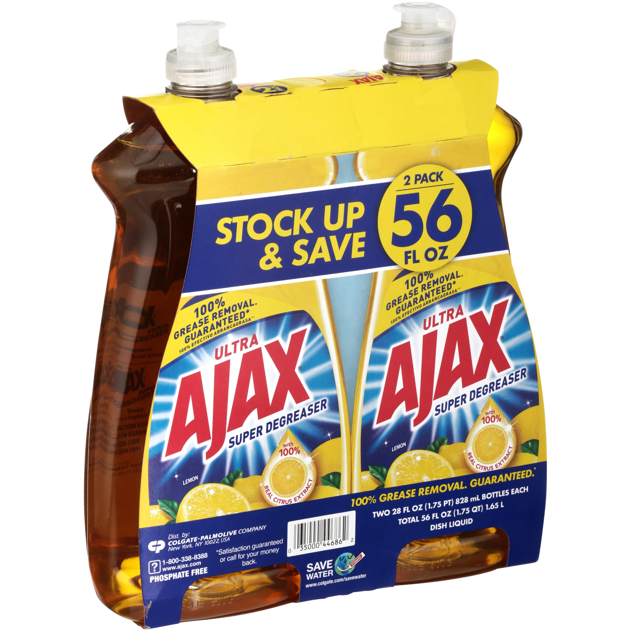 Ajax Ultra Triple Action Liquid Dish Soap Lemon 28 Fl Oz Twin Pack Walmart Com Walmart Com