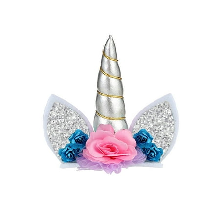 5pcs Pony unicorn flower shape birthday party fabric cake insert full color spot party supplies