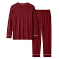 thumbnail image 5 of HAJWOH Mens Pajamas Set Long Sleeve Sleepwear Crew Neck 2 Piece Loungewear Nightshirt Top & Pants with Pockets, 5 of 5