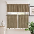 thumbnail image 2 of 3 Piece Kitchen Curtains and Valances Set Vintage Brown Cafe Curtains 24 Inch Length Farmhouse Retro Dark Solid Color Linen Texture Valance & Tier Curtain for Living Room Bedroom 54"x18"+27"x24"*2, 2 of 6