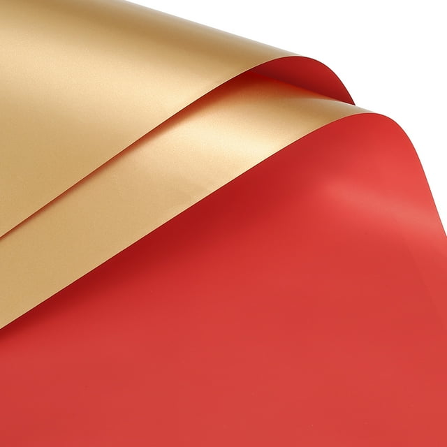 Unique Bargains Double Sided Color Flower Wrapping Paper Red+Gold 22.8'x22.8' Waterproof 10 Pack