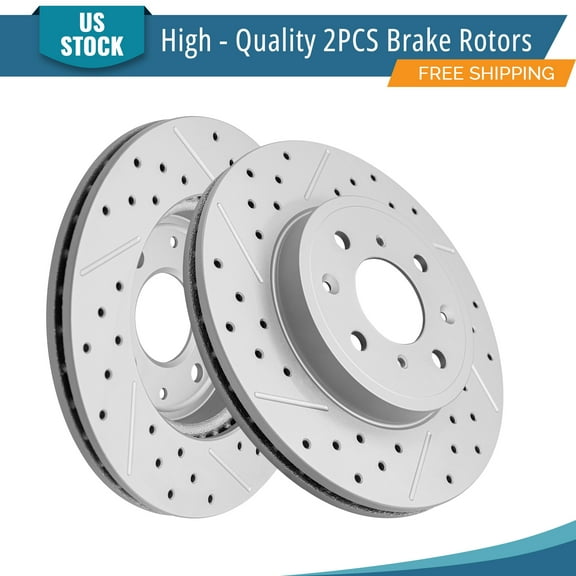 YXPCARS 2 x Front Brake Rotors (981199), Drilled & Slotted Disc Rotors Kit for 2014 2015 2016 2017-2020 Honda Fit