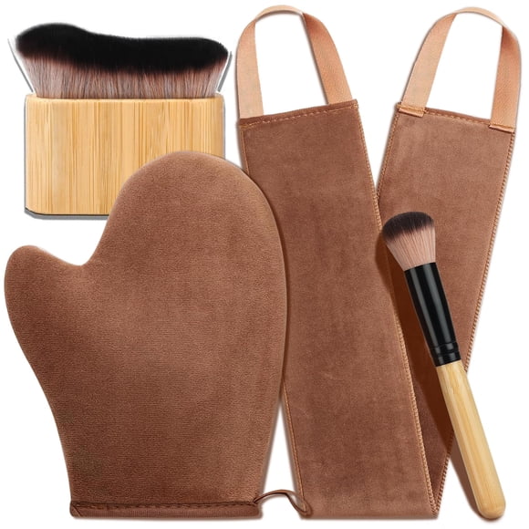 Juego de guantes de bronceado ANSPHIE 4 en 1 de terciopelo de lujo con cepillos