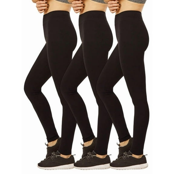 3 Pack Women's Premium Cotton Leggings Full Length With High Wide Waistband S-3XL High Waisted Leggings Ankle No See-Through Workout Running Yoga Pants for Women Tummy Control Activewear Womenswear