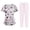 Pink, variant on Plus Size Women's Printed Scrub Set - Cross V-Neck Short Sleeve Top with Pockets, Animal & Floral Medical Uniform for Nurses, Fun Workwear T-Shirt and Pants Set Black L