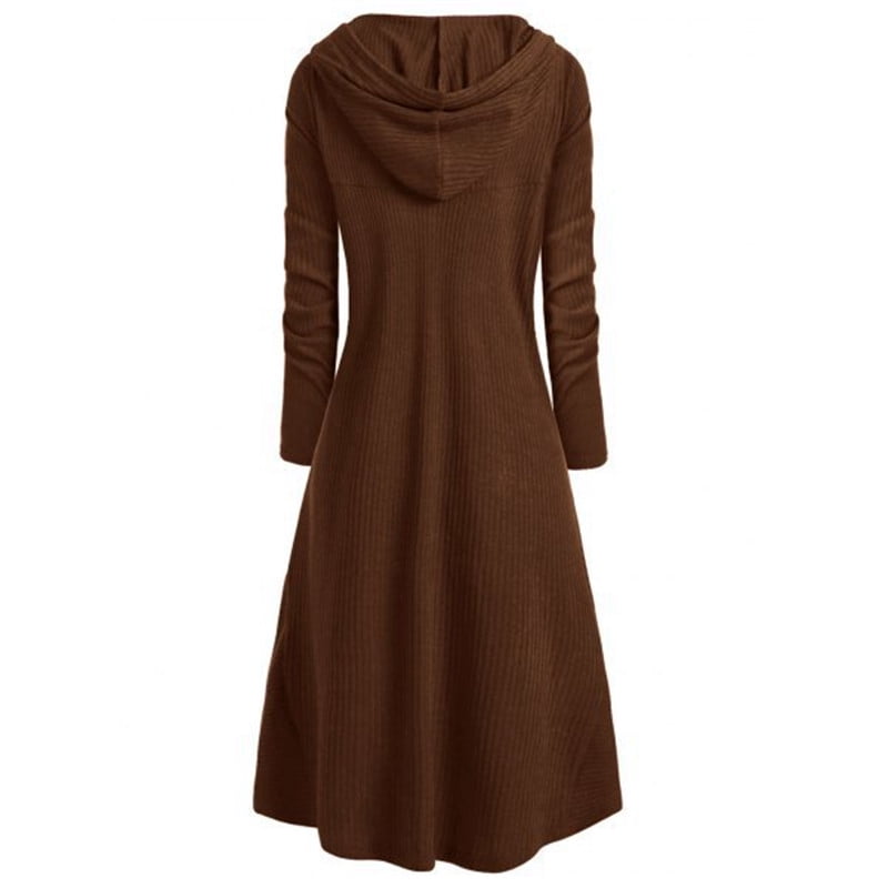 Women Hooded High Low Drop Shoulder 