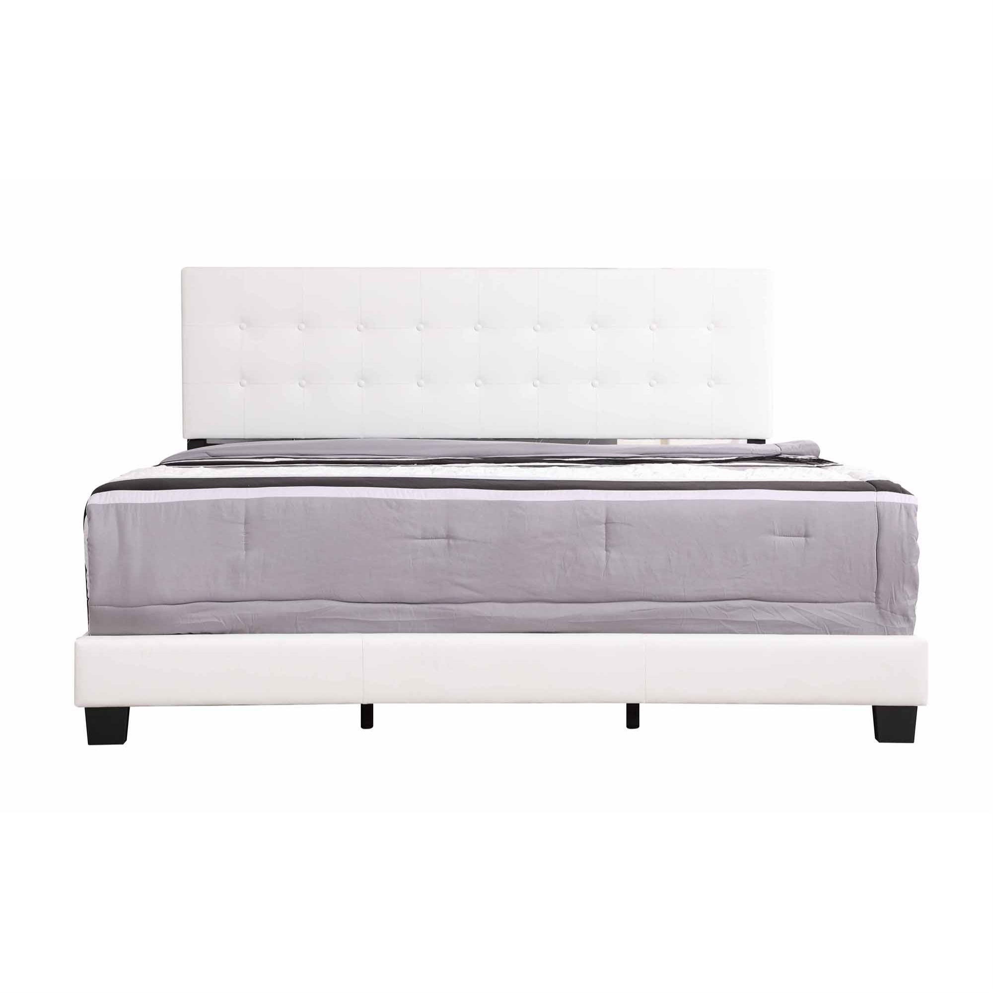 Passion Furniture  Caldwell Faux Leather Button Tufted Panel Bed, White - King Size - image 2 of 5
