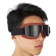 thumbnail image 4 of Gafas para motocicleta, ciclismo, esquí y montañismo con protección antivaho y UV, de color marrón y gris, para exteriores, resistentes al viento, 4 of 8