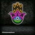thumbnail image 3 of Glowneon Hamsa Lotus Pattern Neon Sign, Hamsa Lotus Led Light, Hand Of Fatima Wall Art Decor, 3 of 4