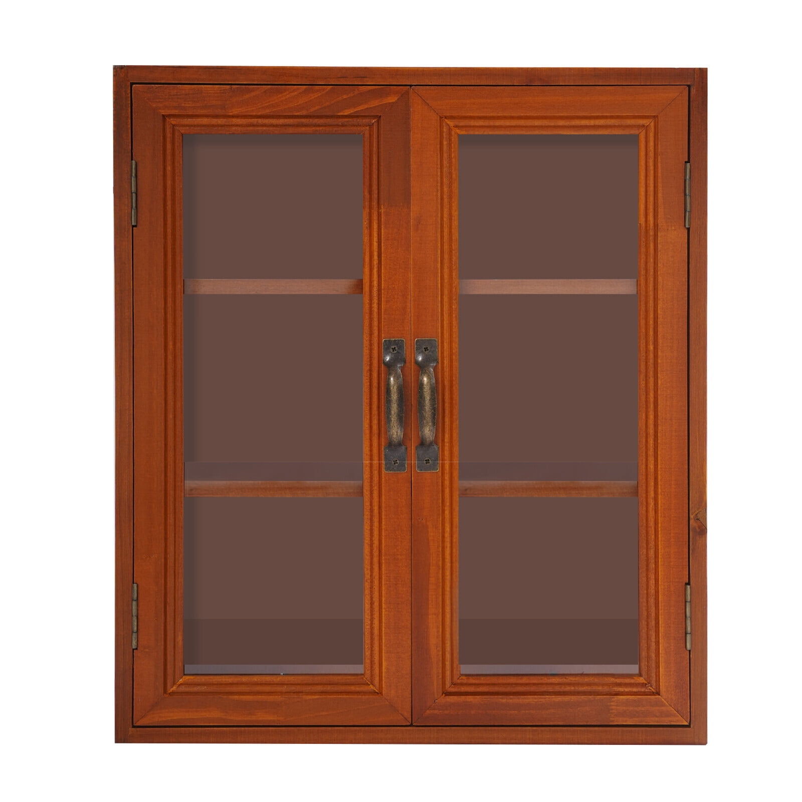 Wood Storage Cabinet 3-Tier Storage Cupboards Double Door Pantry Cabinet Brown