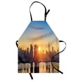 thumbnail image 1 of City Apron Tranquil Sunrise at Midtown Manhattan United States NYC Waterfront America, Unisex Kitchen Bib Apron with Adjustable Neck for Cooking Baking Gardening, Pale Blue Peach Tan, by Ambesonne, 1 of 3