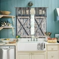 thumbnail image 2 of Wooden Barn Door Kitchen Curtains Country Wood Farmhouse Rustic Farm Retro Western Cafe Short Tier Curtains Decor for Living Room Rod Pocket Window Drape Treatment Fabric 28x39 Inch, 2 of 6