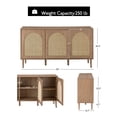 thumbnail image 6 of Farmhouse 3-Door Rattan Sideboard Buffet Wooden Storage Cabinet with Adjustable Shelves Oak, 6 of 11